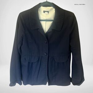 J.Crew Ottoman Molly Peplum Blazer Navy Blue Pleated Chic Jacket, Size 6